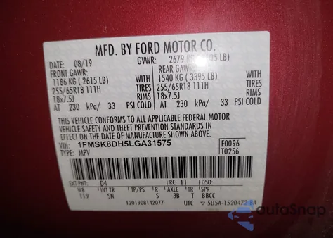 2020 Ford Explorer Xlt z USA, uszkodzony, nr VIN 1FMSK8DH5LGA31575